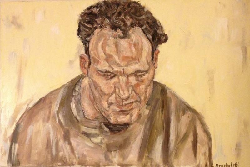 AUEURBACH, AFTER FREUD, OIL ON CANVAS 24"X36",